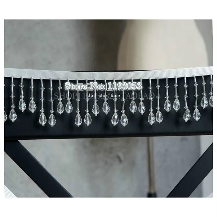 2 hof/Lot Kristall Anhänger Perlen Spitze Quaste Trimmen DIY Bühne Kleidung Hause Vorhang Hochzeit Dekorative Zubehör – Detail 12