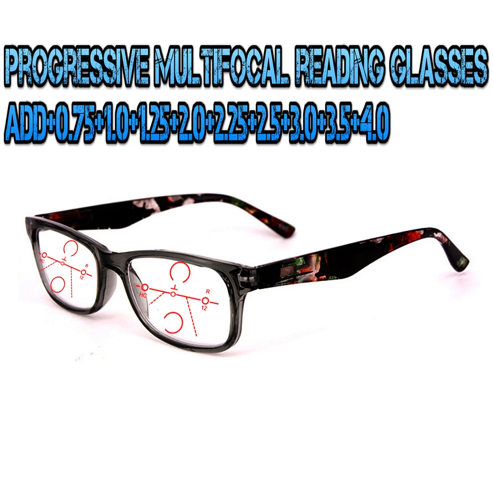 

Progressive Multifocal Anti Blu Light Reading Glasses Black Frame Men Women High Quality Business +0.75 To +4.0