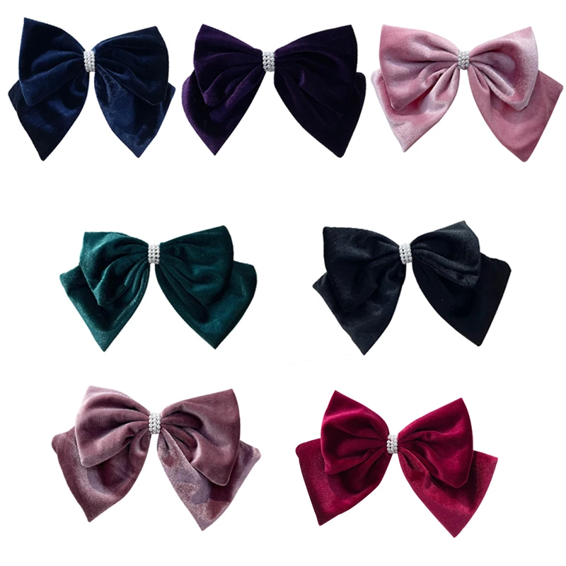 

Velvet Hair Bows With Pearl Hairclips Women Elegant Barrette Girls Bowknot Hair Accessories