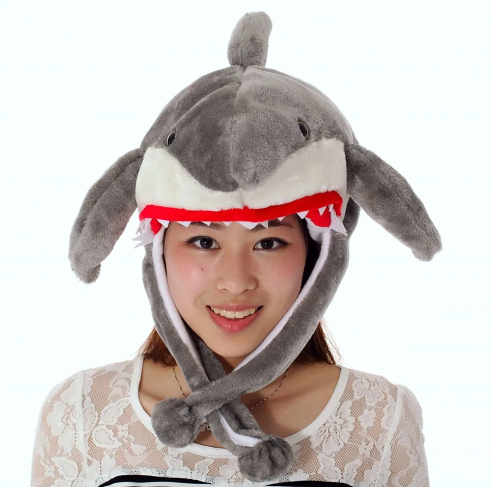 JOYHY Grey Shark Pattern Cute Plush Earflap Animal Hats for Kids Boys Girls Children Halloween Christmas Winter Warm Beanie Caps