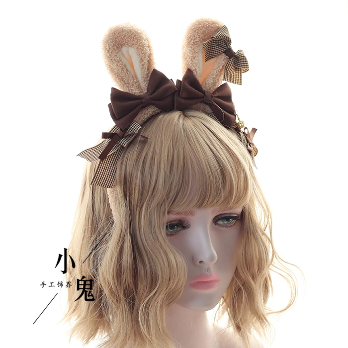 Japanese lolita bear ear band bear hair bands kc Lolita headband hair accessories folder side