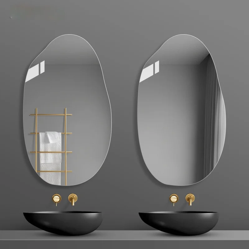 Simple Frameless Special-Shaped Bathroom Mirror Irregular Art Decorative Wall-Mounted Punch-Free Bathroom  Explosion-Proof