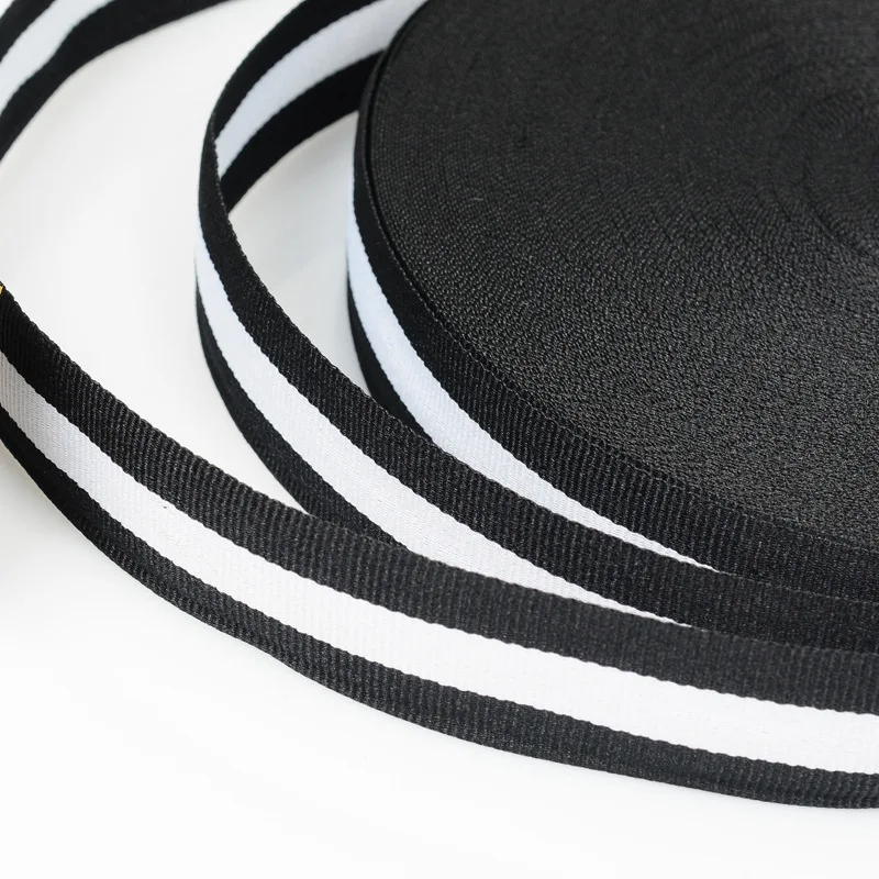 15/25/40mm 50Yards Plain Ribbon Vertical Striped Glosgrain Black White Balck Intercolor for Decoration Gift Wrapping DIY Holiday