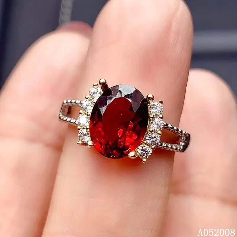 

KJJEAXCMY fine jewelry 925 sterling silver inlaid natural garnet ring delicate new female exquisite ring vintage support test