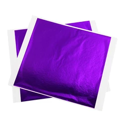 100PCS Purple Color Imitation Gold Leaf 13X13.5cm Alloy Foil Wall Crafts Furniture Painting  Art Works Gilding