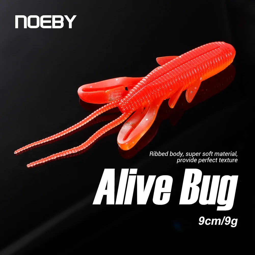 NOEBY-Soft Silicone Fishing Lure, Artificial Baits, Shrimp Worm, Crayfish Wobblers, Jig for Bass Fishing, 90mm, 9g，4pcs