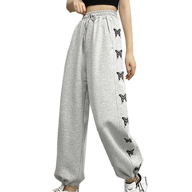 

Fashion Harajuku Women's Wide Leg Pants Butterfly Printed Mid-Waist Soft Women's Pants Loose Autumn Street Women's Casual Pants