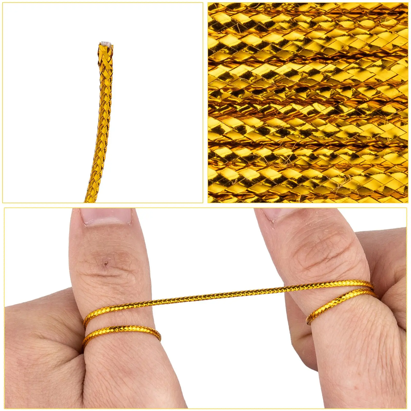 40M/roll 2mm Plastic Metallic Braided Thread Cord Golden Silver Color Beading String Thread Rope For Tag Line Bracelet Making