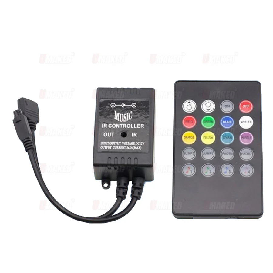 1set DC5-24V 20 Keys Music IR Controller Black Sound Sensor Remote For High Quality RGB LED Strip music IR controller diy strip