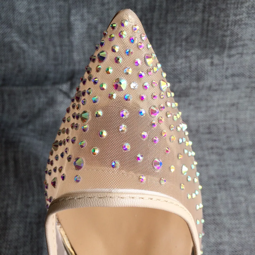 Veowalk Summer Bling Silver See-through Women Stiletto High Heels Sexy Ladies Shiny Pointed Toe Pumps Fashion Wedding Shoes