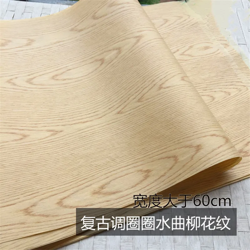 Reconstituted Engineered Chinese Ash Wood Veneer with Fleece Backing, 60x250cm, for Furniture Home Décor, 0.2mm Thick, C/C