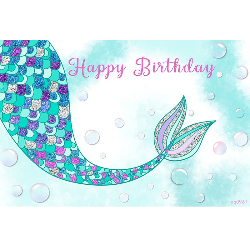 Декорации для фотосъемки новорожденных с изображением русалки фиолетового мятного цвета