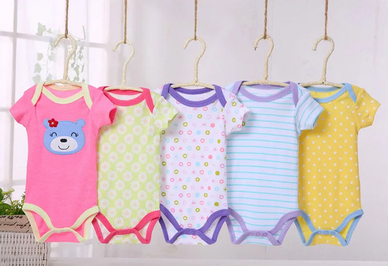 5 Stücke 3 Mt-24 Mt Kurzarm Baumwolle Winggle-in Overall Kleinkind Baby Body – Detail 6
