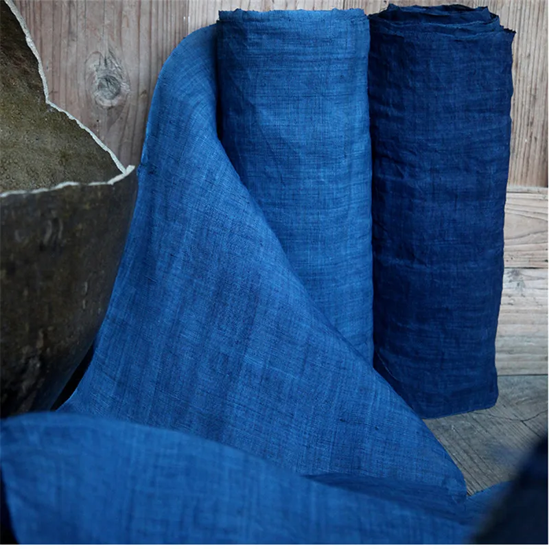 PVDF9 Indigo Plants Dyed Ramie Fabrics, Sashiko, Patchwork,Home Decoration, Door Curtain,Bedding,DIY Sewing Materies