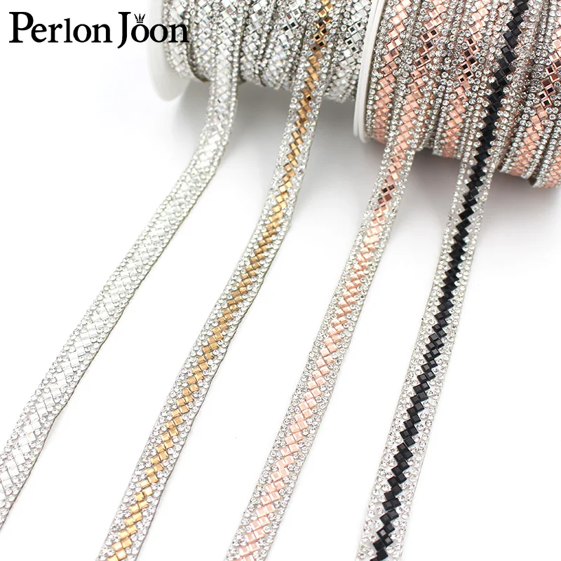 1yard Square wave array glass ribbon crystal rhinestone trim tape decorative hot fix shoes clothing accessories TR134