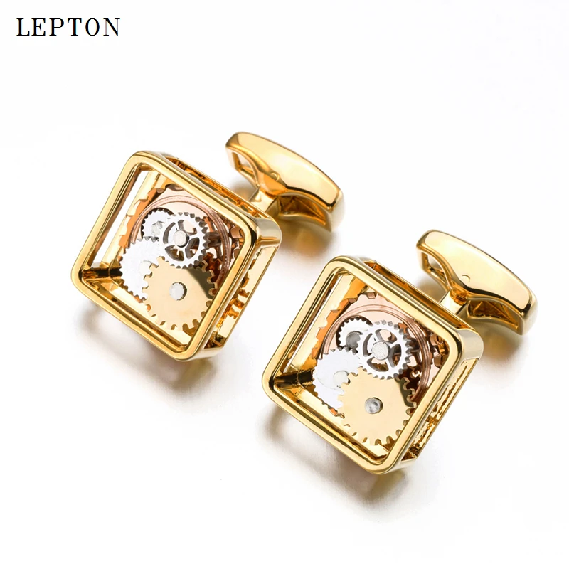 Hot Watch Movement Cufflinks for immovable Stainless Steel Steampunk Gear Watch Mechanism Cuff links for Mens Relojes gemelos