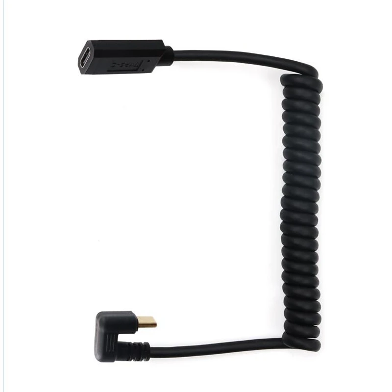 格納式充電ケーブル、USB 3.1、タイプ-c、オスからメス、4k、60hz、u字型、USB-C、肘、車のデータ、ストレッチカール、コイル状ケーブル