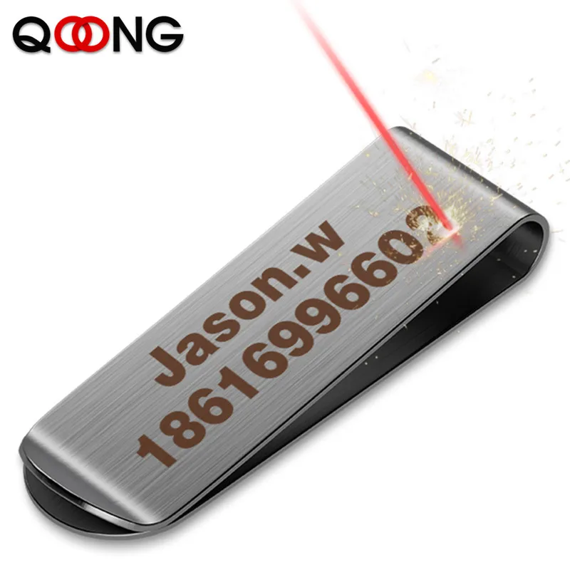 Custom Lettering High Quality Stainless Steel Silver Color Money Clip Slim Pocket Moneyclip Cash ID Credit Card Clamp Holder