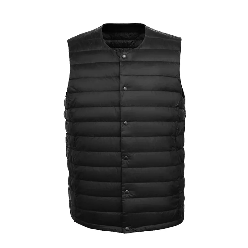 Gilet en duvet blanc pour homme, vêtement Ultra léger, Portable, sans manches, col rond, doublure chaude, hiver, 90%