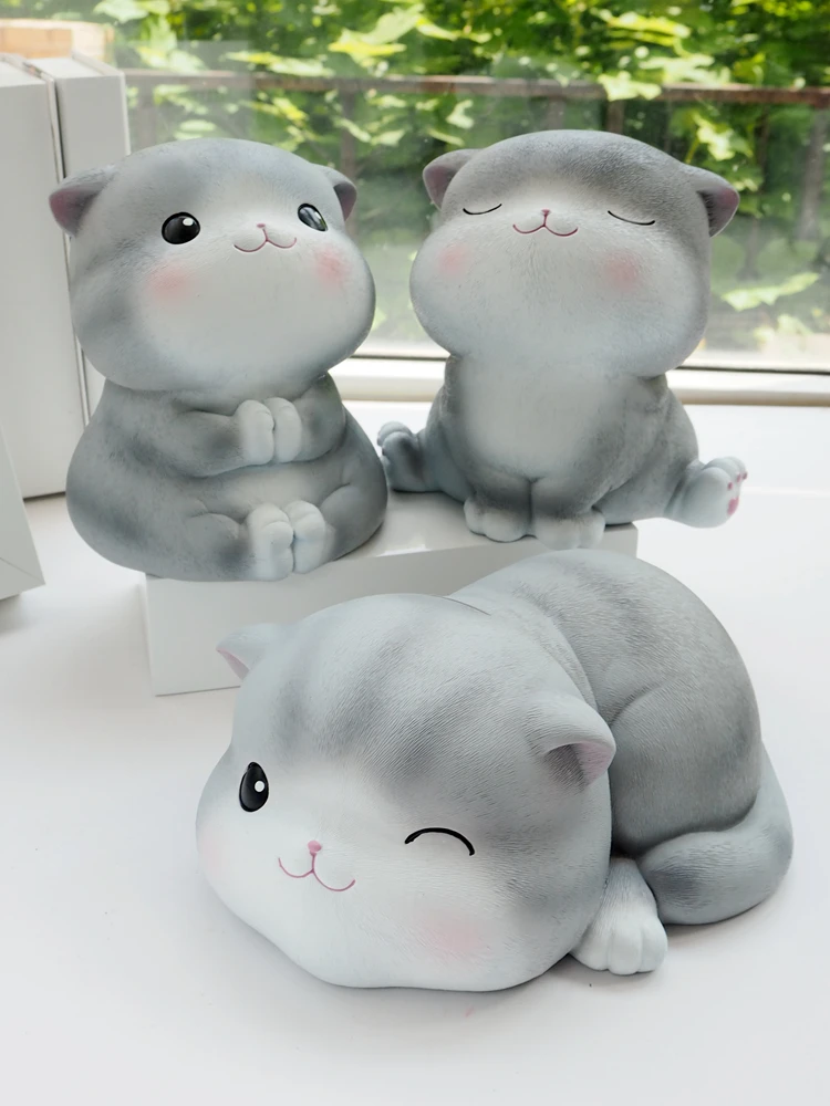 Gato bonito dos desenhos animados em forma de caixa de moeda brinquedo para crianças adorável mealheiro interior decoração casa caixa de poupança de dinheiro crianças brinquedo zl571