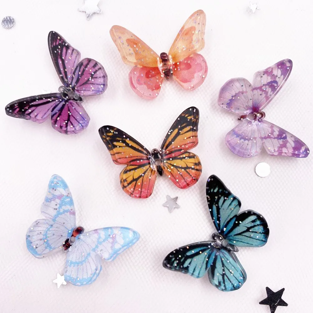 12PCS Colorful 3D wheel Big Butterflies Rhinestone Appliques Scrapbook DIY Wedding 1 Hole  Accessories Ornaments SJ14