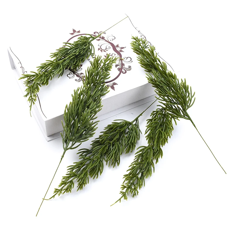 5 Stück grüne Kiefern-Weihnachtsblätter, Dekorationen für Zuhause, Kunststoffvasen für Hochzeit, dekorative Blumenkränze, DIY-Kunstpflanzen – Detail 12