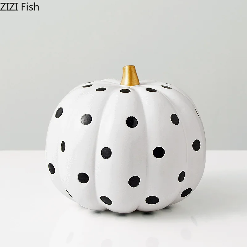 Nordic Pumpkin Statue Ornaments Polka Dot Artwork Sculpture Living Room Crafts Furnishings Home Decoration Accessories Modern