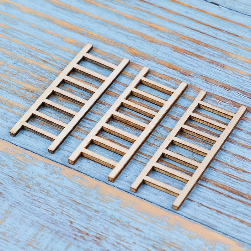 3 PCS/lot 1:12 Dollhouse Miniature Fairy Garden Decor Dollhouse Miniature Wood Step Ladder Furniture Toys Tools