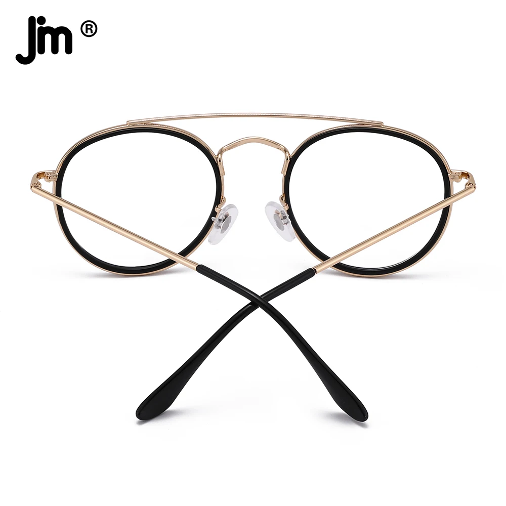 JM Vintage Round Computer Glasses Men Women Brand Designer Blue Light Blocking Eyeglasses Double Bridge