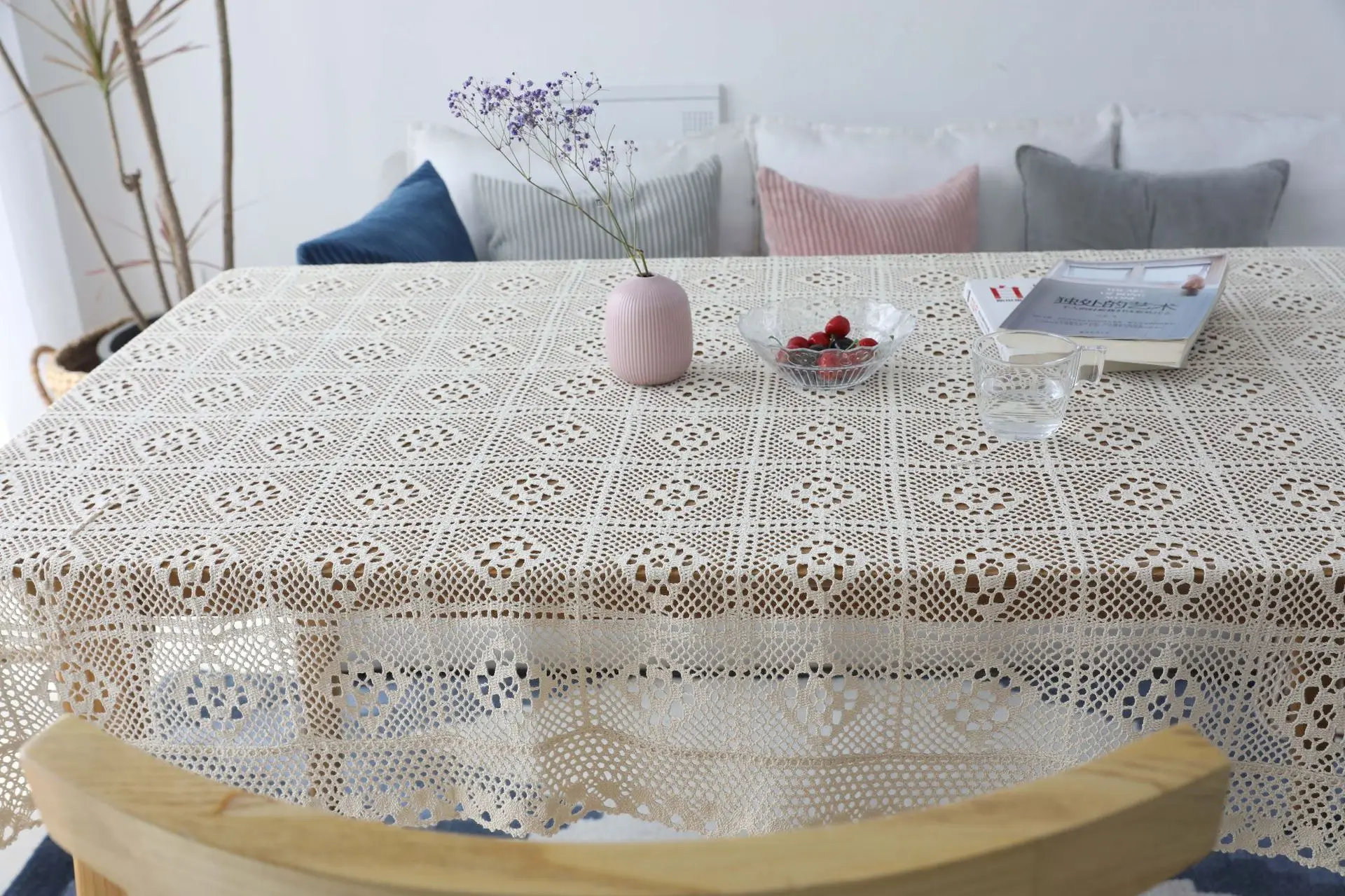 Crochet Hook DecorationTable Cloth High Quality Pure Cute White Table Cove Housse Mantel De Lujo