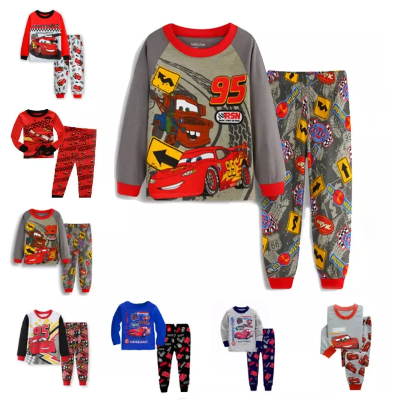 Children pajamas sleepwear Pixar Cars Lightning McQueen Pyjamas Pijamas pajamas sleepwear Cotton Nightwear Clothes Set