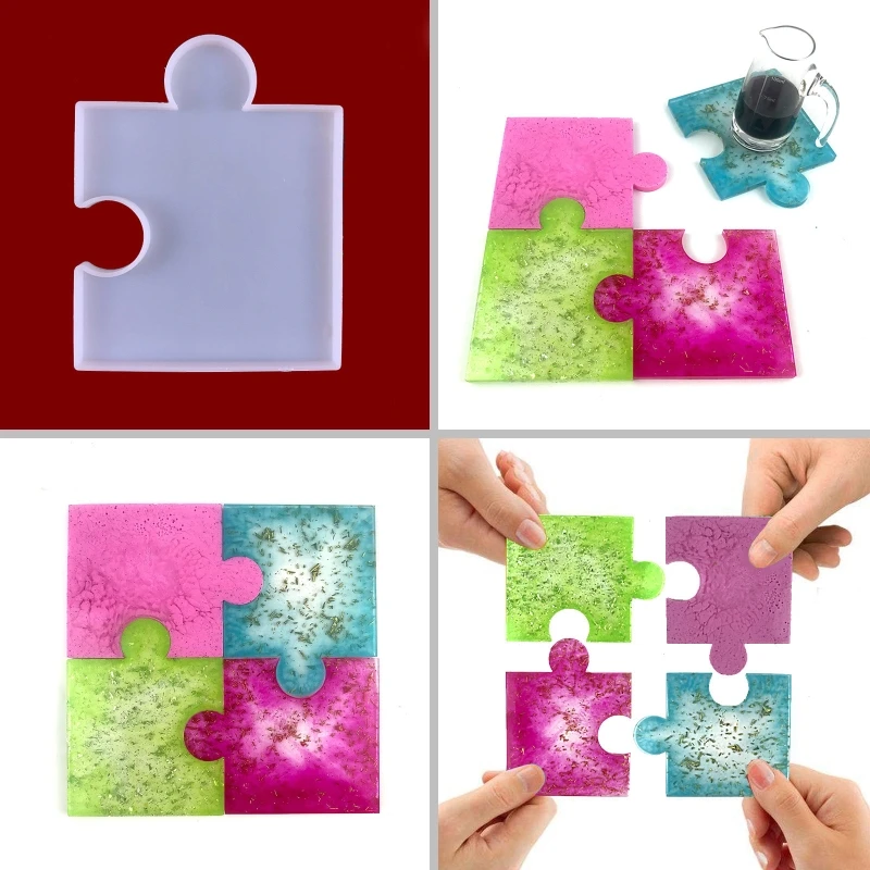 Handmade Puzzle UV Epoxy Resin Mold Cup Mat Mug Pad Silicone Mould DIY Crafts Home Decorations Casting Tools