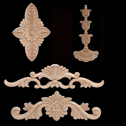 Wood Carved Decal Corner Applique Frame for Vintage Unpainted European Home Wall Cabinet Door Decorative Wooden Miniature Craft