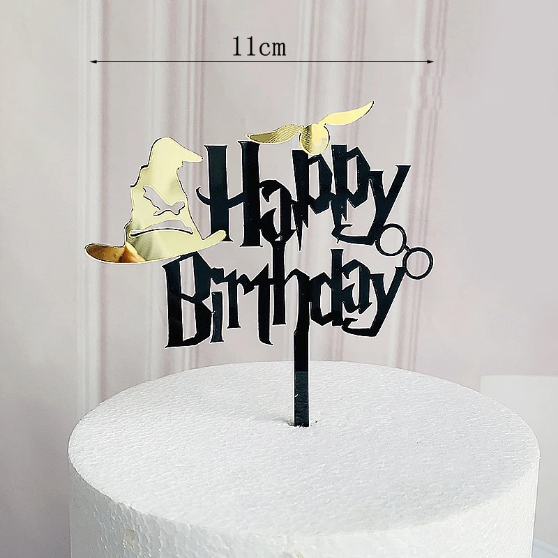 Dunkle Cartoon alles Gute zum Geburtstag Acryl Kuchen Topper süßer Junge Hexe Kuchen Topper für Kinder Geburtstag Party Kuchen Dekorationen Baby Dusche – Detail 9