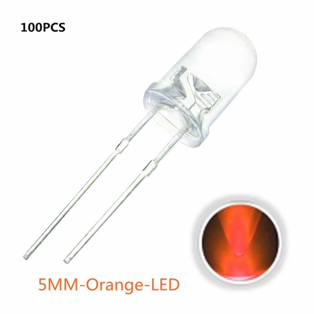 100pcs 5mm LED Diode 5 mm Assorted Kit White Green Red Blue Yellow Orange Pink Purple Warm white DIY Light Emitting Diode