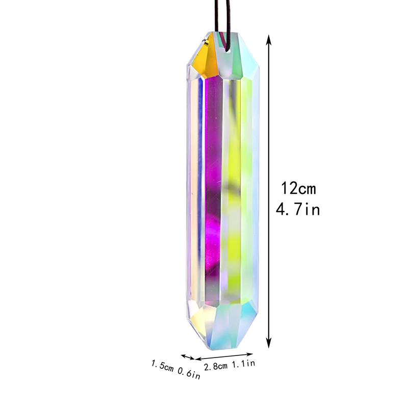 H&D Rainbow Maker Hexagonal Bar Chandelier Suncatcher Crystal Glass Prism Pendant DIY Accessories Christmas Tree Ornament