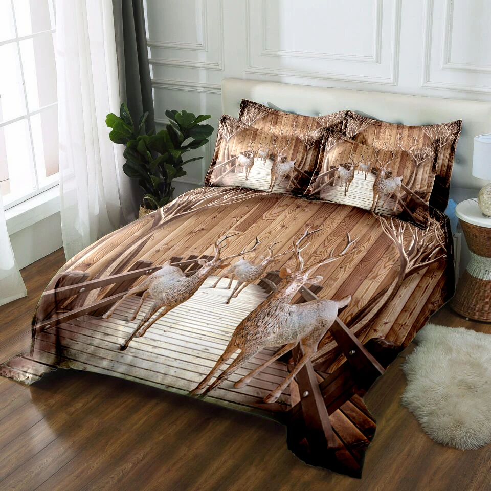 3d Bedding Set Twin Full Queen Bed Sheet Duvet Bed Cover Double Bed Set Pillowcase Deer Print