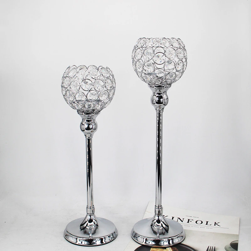 Europe Wedding Candelabra Centerpieces Gold Silver Candle Holders Crystal Candle Lantern For Home Party Hotel Decoration