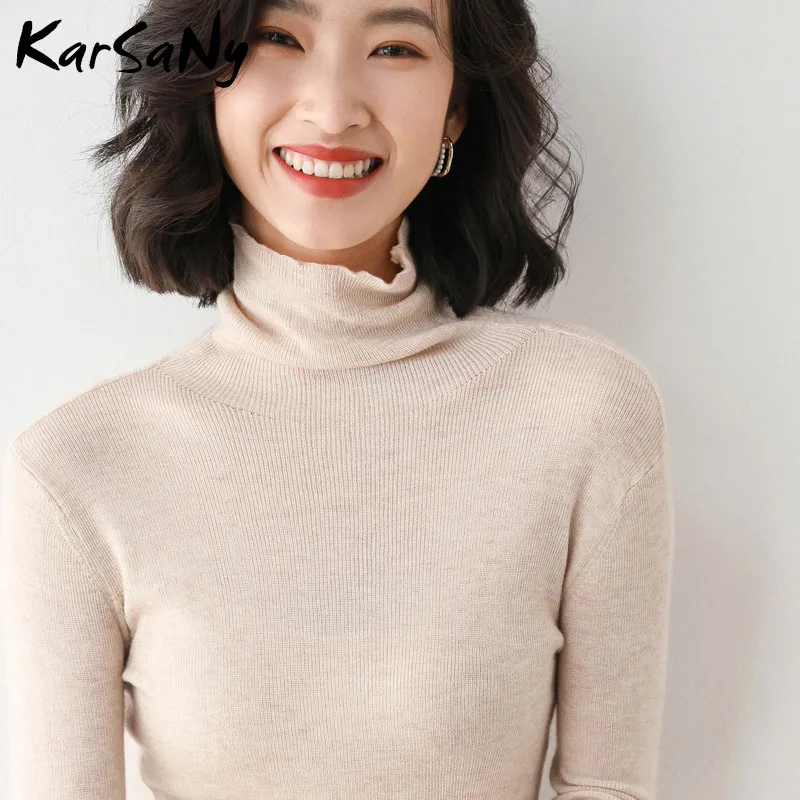 Ladies Turtleneck Sweater Autumn Winter 2021 Knitted Tops Basic Pullovers Women Sweaters Female Women\'s Jumper Turtleneck Top