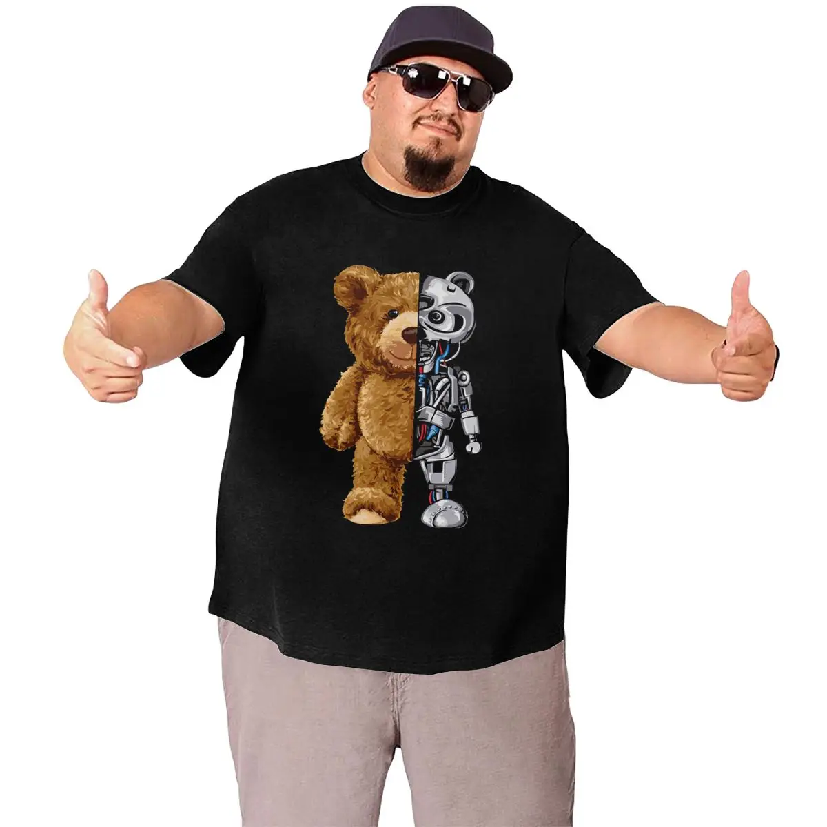 Cute Bear Men Oversized T Shirts Big Size Tees Cotton Tall Man Clothes Short Sleeve O Neck Plus Size Summer Shirt Workout Tops