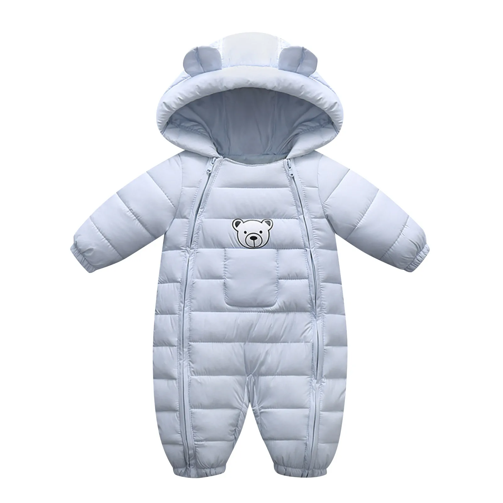 Toddler Kids Baby Girls Boys Hooded Coat Outdoor Thick Winter Warm Windproof Coat Bear Ears Romper Playsuit Jumpsuit 0-24 Months