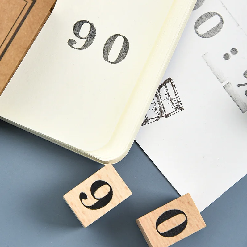 Decorative Wooden Rubber Number Stamp Set, Vintage for Card Making, DIY Craft, Dairy Scrapbooking, Week Months Number Design