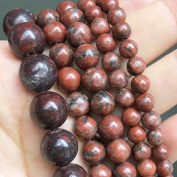 Natural Stone Beads Smooth Red Jaspers Round Loose Spacer Beads For Jewelry DIY Making Bracelet Charms 15''Inches 6 8 10 12mm