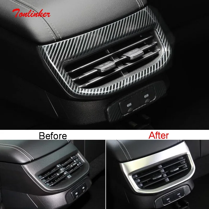 

Tonlinker Interior Car Armrest Back Air Vent Cover Sticker For GWM HAVAL H6 2021 Car Styling 2PCS Stainless Steel Cover Stickers