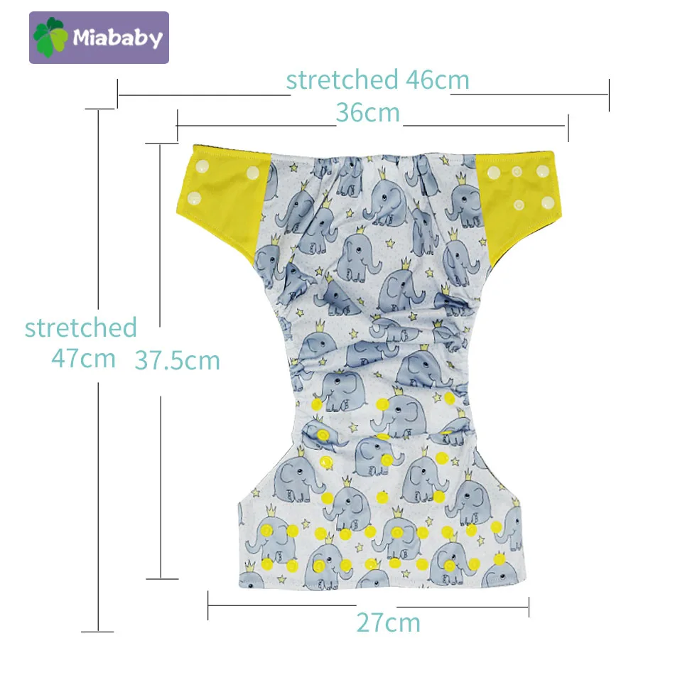 Miababy One Size Bamboo Charcoal Pocket Diaper Eco-friendly Reusable Baby Nappy fit 3-15 kg Infant Cloth Diaper