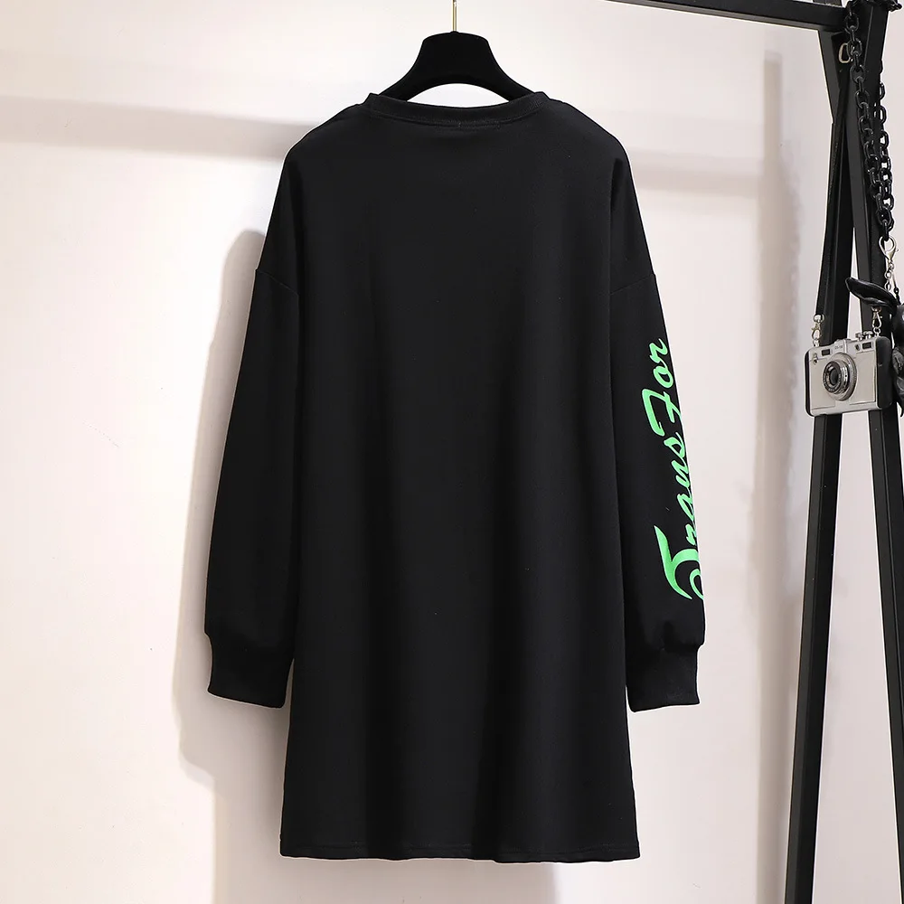 2021 Spring Autumn Plus Size Tops For Women Large Pullover Long Sleeve Loose Cotton Thick Print Long T-shirt 3XL 4XL 5XL 6XL 7XL