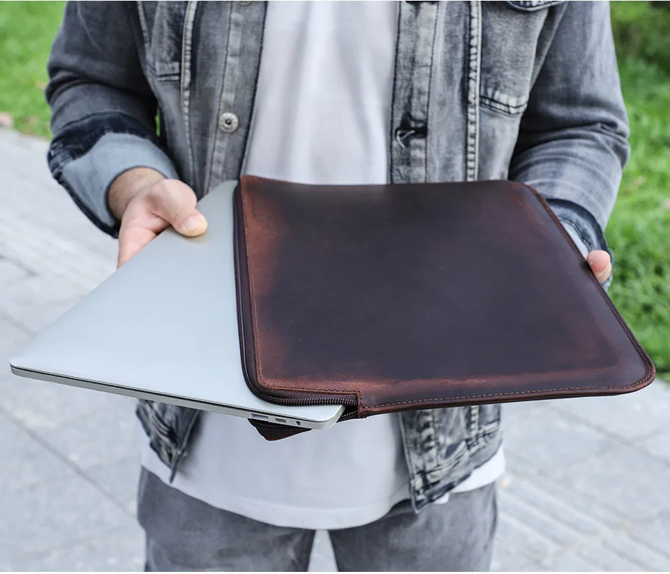 Laptop Aktentasche Männer für MacBook Air Pro 13 14 15 Zoll Rindsleder Handtasche Hülle Tablet Tasche Fall Lenovo Thinkpad Mat ebook Funda – Detail 1