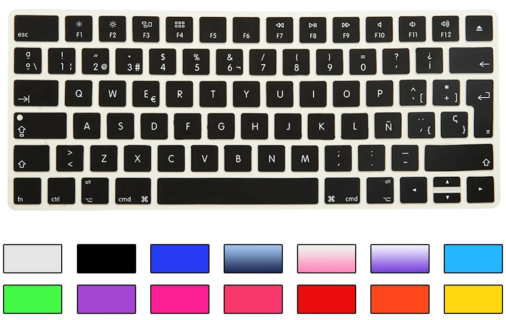 HRH Slim ESP Spanish Keyboard Cover Silicone Skin For Apple Magic Wireless Bluetooth Keyboard MLA22LL/A (A1644,2015 Released)