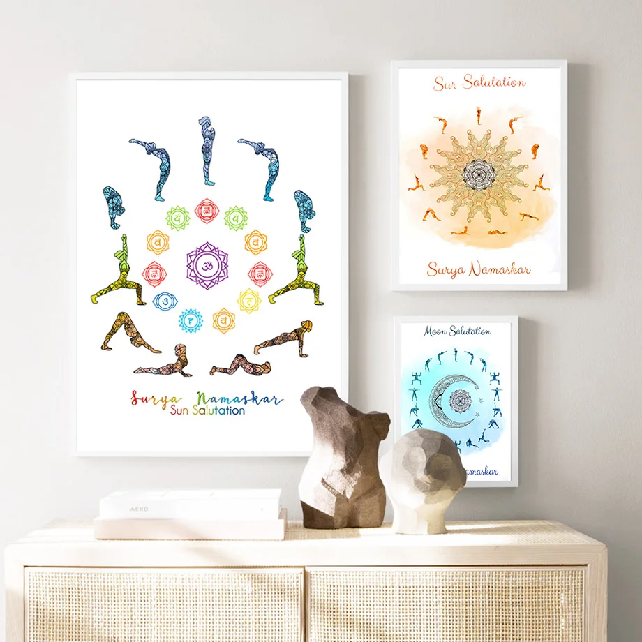 家の装飾のための北欧の壁アートキャンバス、ポスターとプリント - Yoga Fitness Room のレビューと価格