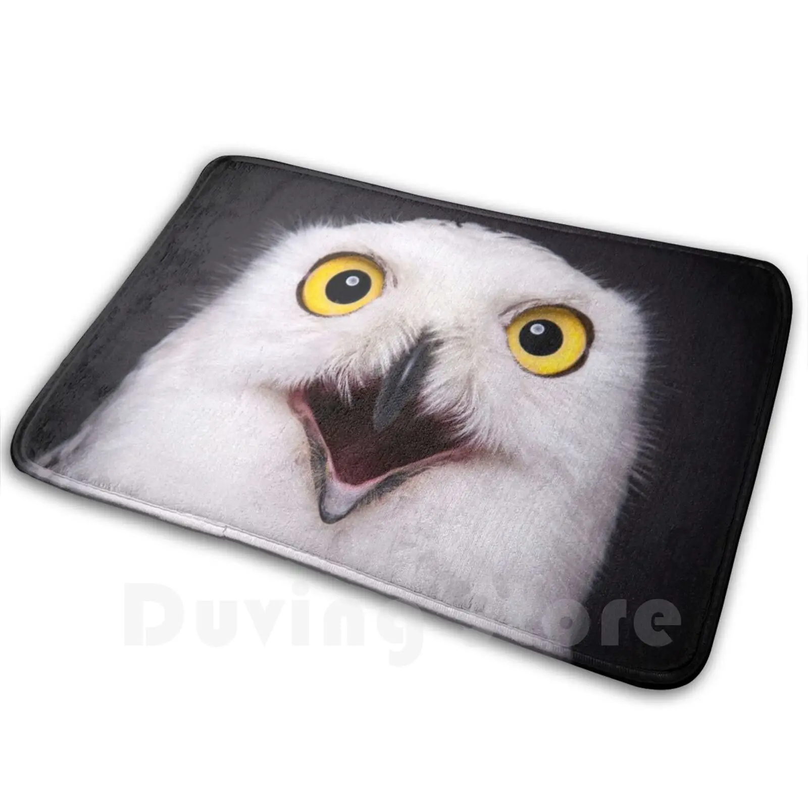 Beautiful Snowy Owl , Strix Scandiaca , With Yellow Eyes Soft Non-Slip Mat Rug Carpet Cushion Owl Snowy Owl Bird Hedwig Magic